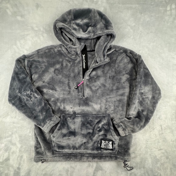 Juicy Couture Y2K Sport‎ Women's SUPER SOFT Velour Fleece Half Zip Hoodie Size S - Picture 8 of 16